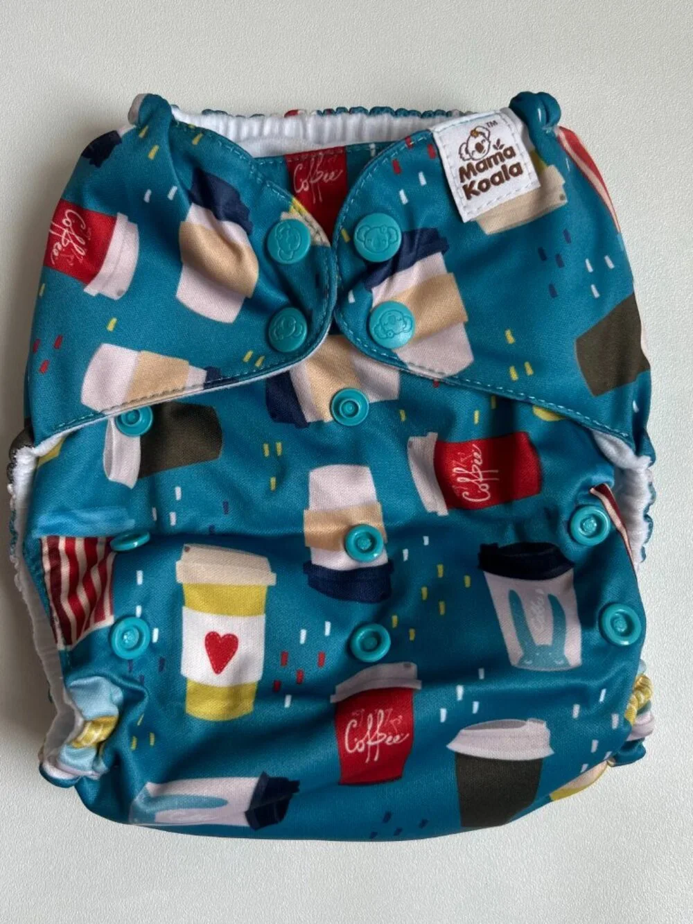 Mama Koala Coffee Lovers Pocket Cloth Diaper One Size No Insert NEW